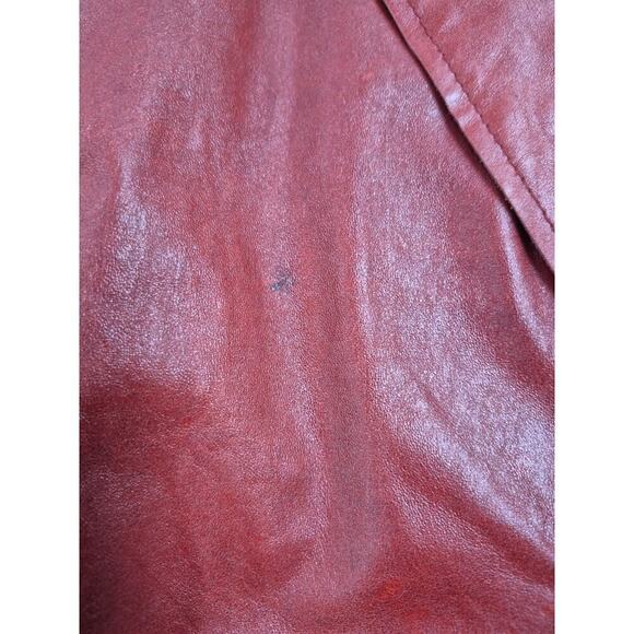 Lord & Taylor Leather Jacket sz 1X Red Orange Academia Preppy Vtg Y2K Capsule - Picture 6 of 6